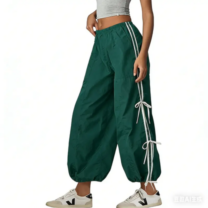 Yeokou Women Pants Elastic High Waist Full Twist Hiking Cargo Pants Basic Trousers Bottom  Womenswear Chic Summer