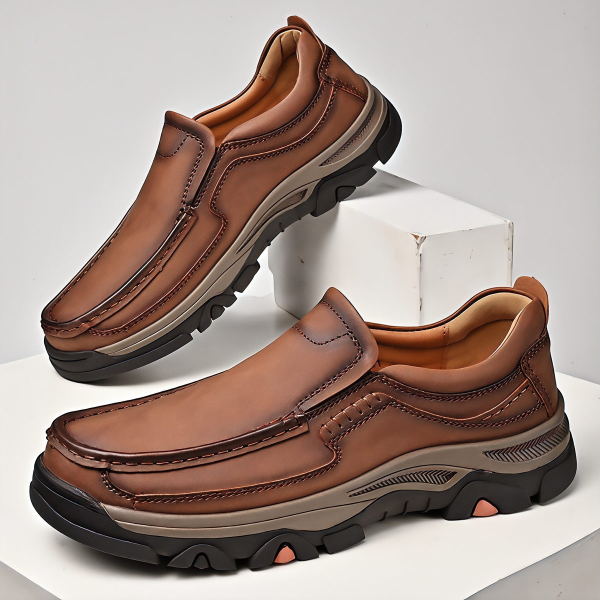 ⏰Promotion 50% OFF - Men's Comfort Orthopedic Leather Slip-On Loafers — Easy On & Arch Support