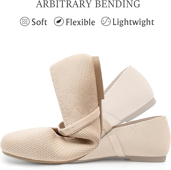 Knit Mary Jane Flats – Square Toe Comfort Shoes for Women