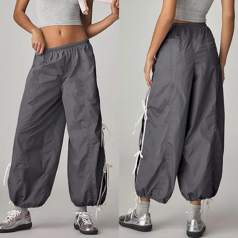 Yeokou Women Pants Elastic High Waist Full Twist Hiking Cargo Pants Basic Trousers Bottom  Womenswear Chic Summer