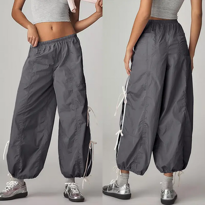 Yeokou Women Pants Elastic High Waist Full Twist Hiking Cargo Pants Basic Trousers Bottom  Womenswear Chic Summer