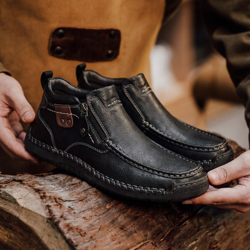 Last Day 55% OFF🔥Men's Handcrafted Vintage Genuine Leather Lightweight Ankle Chukka Boots
