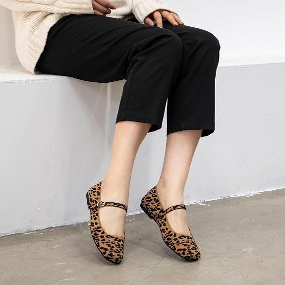 Knit Mary Jane Flats – Square Toe Comfort Shoes for Women