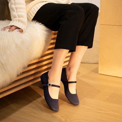Knit Mary Jane Flats – Square Toe Comfort Shoes for Women