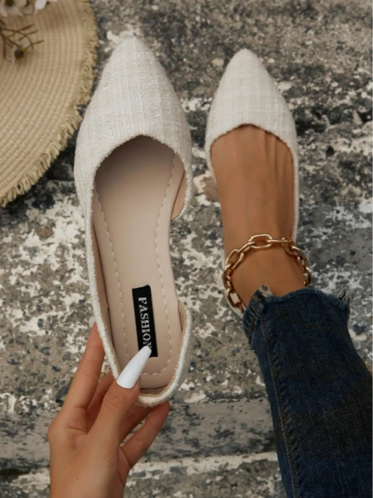 Damen Modische Colorblock Print Flats