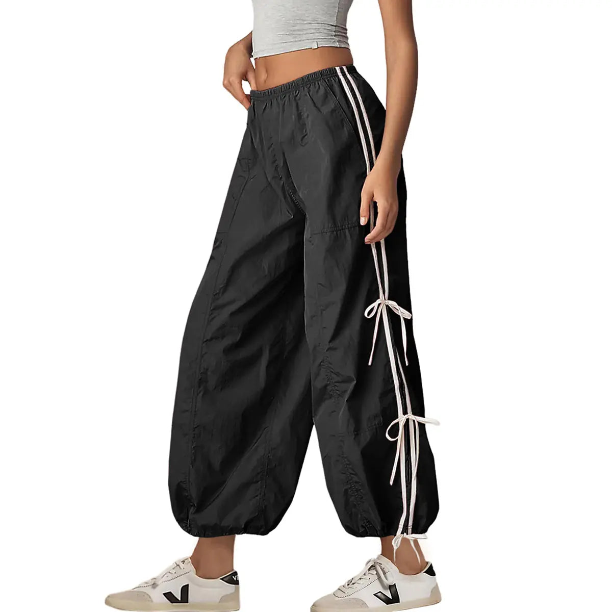Yeokou Women Pants Elastic High Waist Full Twist Hiking Cargo Pants Basic Trousers Bottom  Womenswear Chic Summer