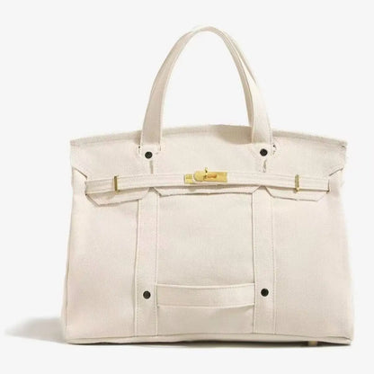 Women's 2026 New Chic Canvas Tote - Colorblock Bag, Elegant Commuter Work Bag for Women, Distressed Lightweight Roomy Everyday Purse Handbag