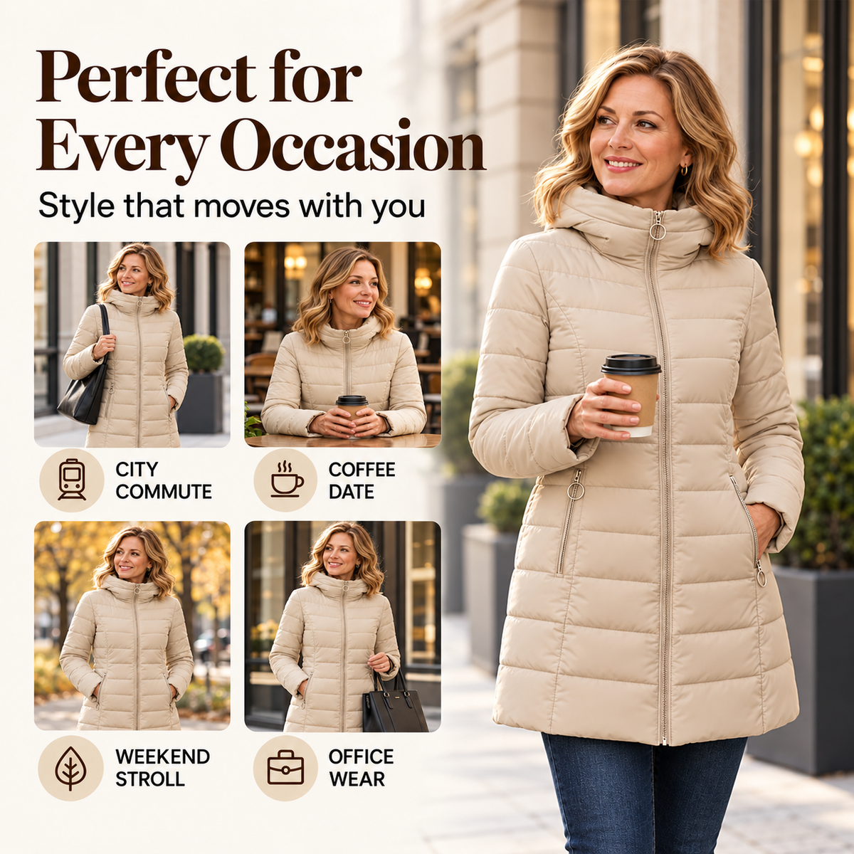 ❄️Warmth Without the Bulk | Women's Plush-Lined Hooded Mid-Length Coat⚡ Free Shipping