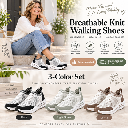 Women’s Breathable Knit Walking Shoes – Lightweight & Supportive Comfort
