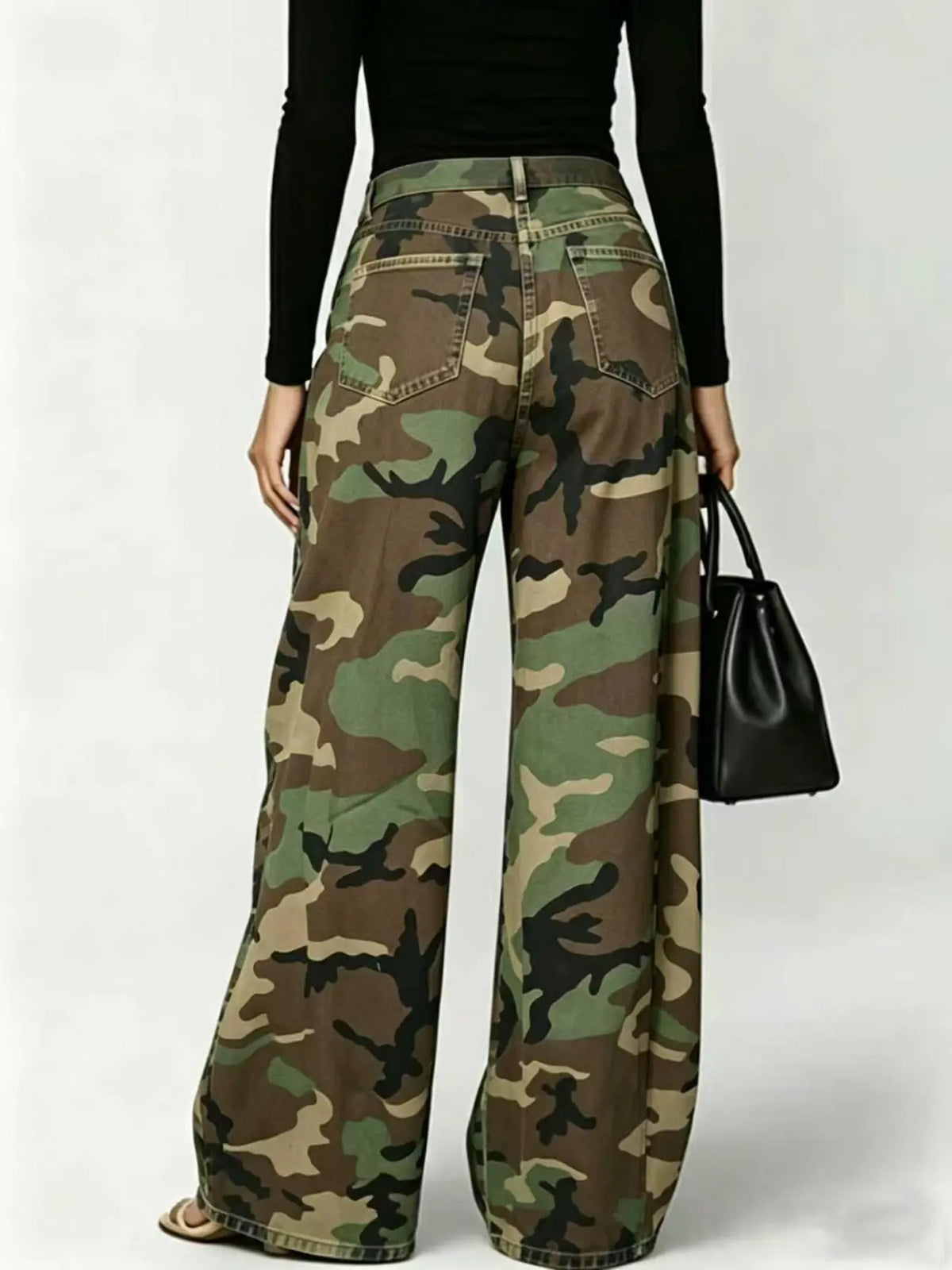 8782 2026 New Summer Camouflage Women Pants, Loose-Fitting Straight Leg, Mid Waist, Zipper Fly, Casual Style, All Seasons