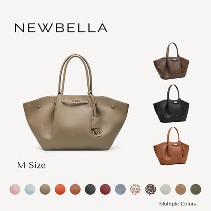 NEWBELLA Marella M Collapsible PU Leather Tote Bag with Magnetic Closure and Luggage Sleeve for Work and Travel #sohoch