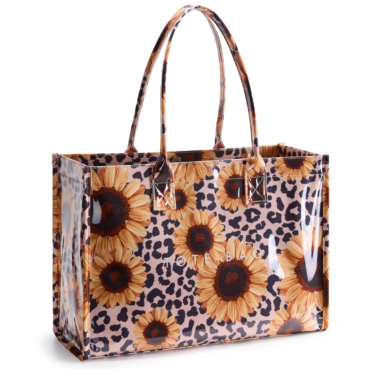 KALIDI Women's PVC+Paper Aesthetic Tote Bag - Waterproof Lightweight Large Capacity Double Handle Everyday Bag for Work, Gifts for Women