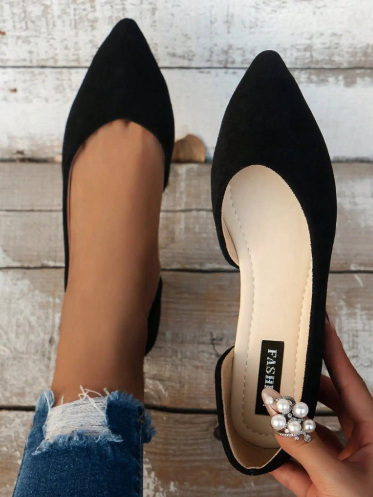 Damen Modische Colorblock Print Flats