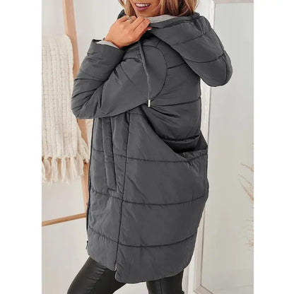 Imily Bela Womens Warm Puffer Down Jacket Hooded Winter Casual Lightweight Mid Quilted Coat with Pockets