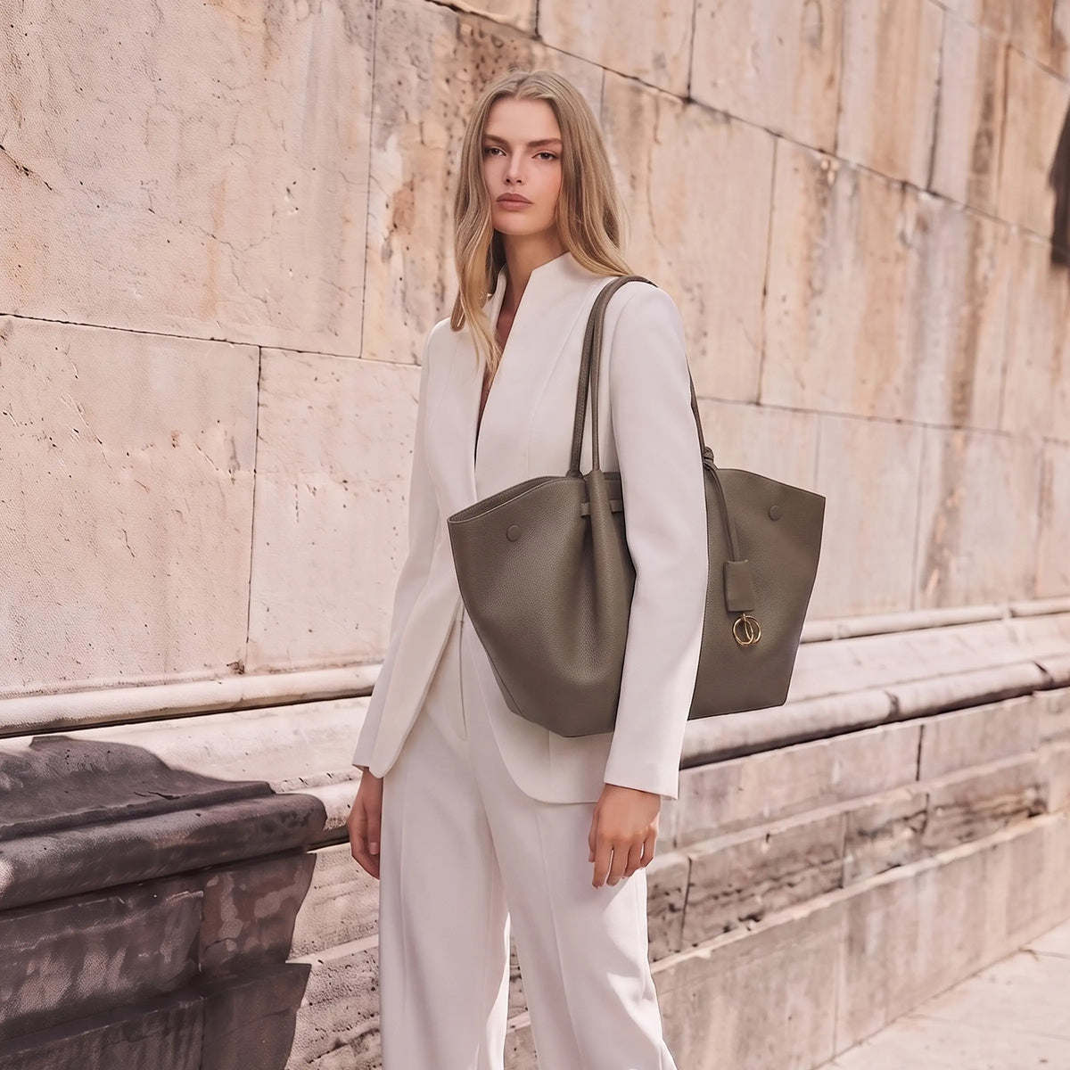 NEWBELLA Marella M Collapsible PU Leather Tote Bag with Magnetic Closure and Luggage Sleeve for Work and Travel #sohoch