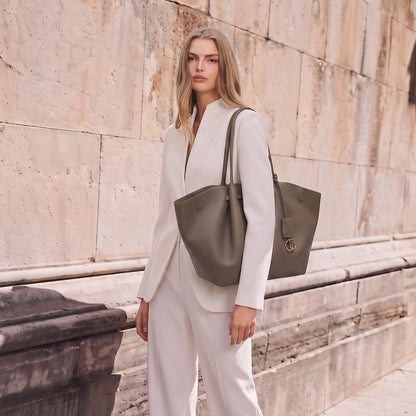 NEWBELLA Marella M Collapsible PU Leather Tote Bag with Magnetic Closure and Luggage Sleeve for Work and Travel #sohoch