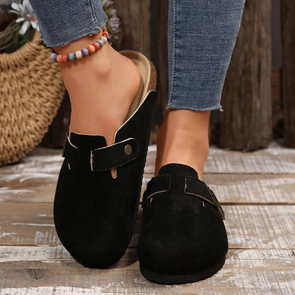 Suede Clogs for Women and Men - Adjustable Buckle Slip-on Cork Footbed Mules with Antislip Sole - Unisex Slippers Brown Springfresh Cork Platform Shoes Summer Vibes