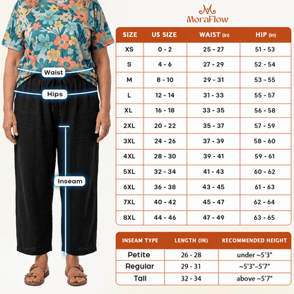 MoraFlow – Bequeme Leichte Leinen Cargo-Hose für Damen mit Weitem Bein