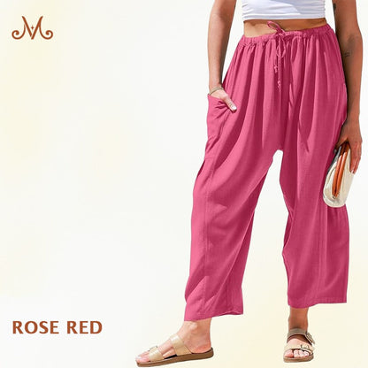 MoraFlow – Bequeme Leichte Leinen Cargo-Hose für Damen mit Weitem Bein