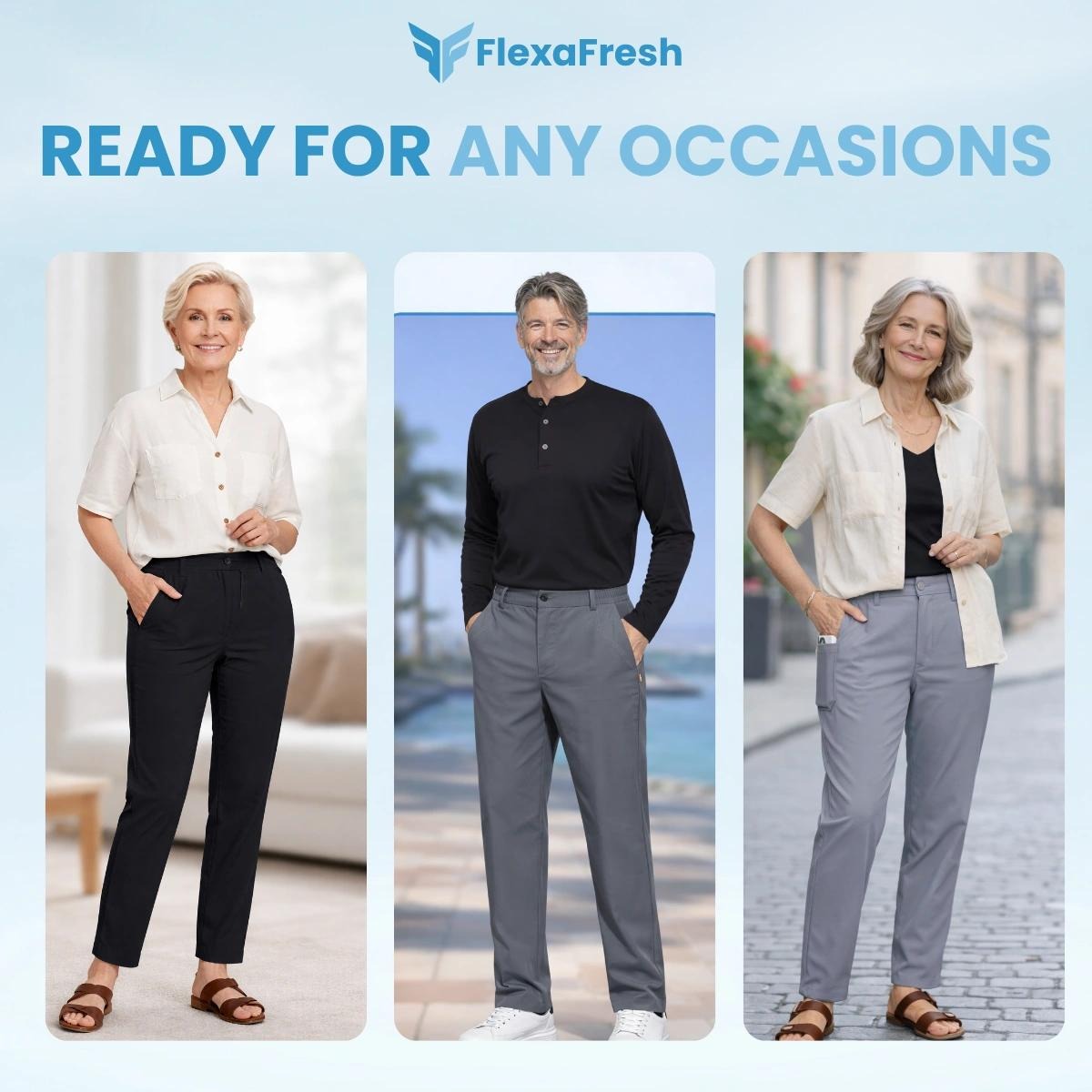 FlexaFresh – Unisex-Ultra-Stretch-Eisseiden-Komfort-Freizeithose