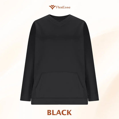 FlexEase - Women’s Stretch Microfleece V-Neck Sweatshirt with Pocket
