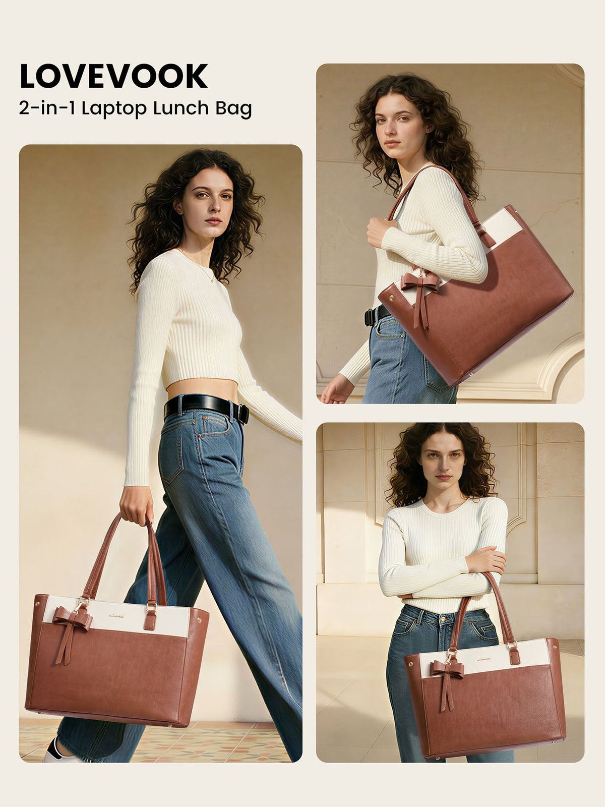 Lunch Compartment Work Tote Bag 15.6" 17.3"