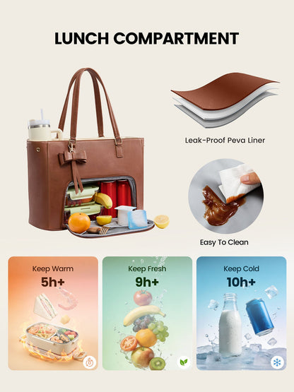 Lunch Compartment Work Tote Bag 15.6" 17.3"