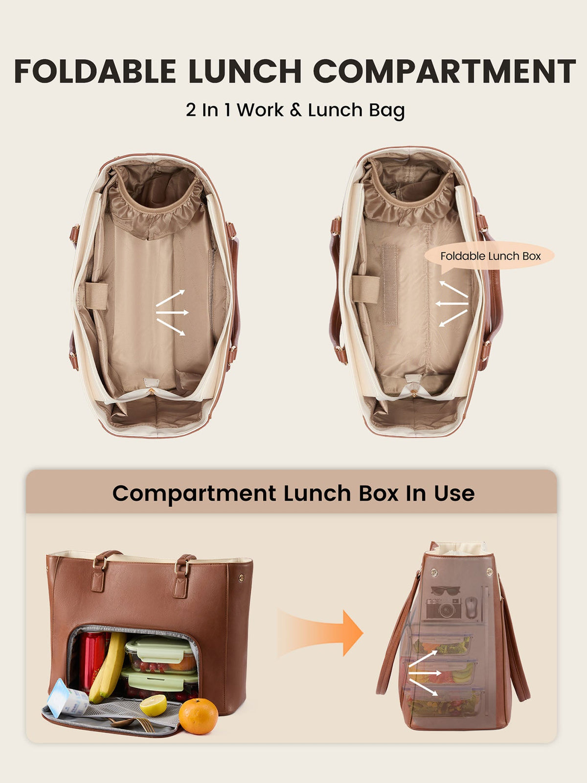 Lunch Compartment Work Tote Bag 15.6" 17.3"