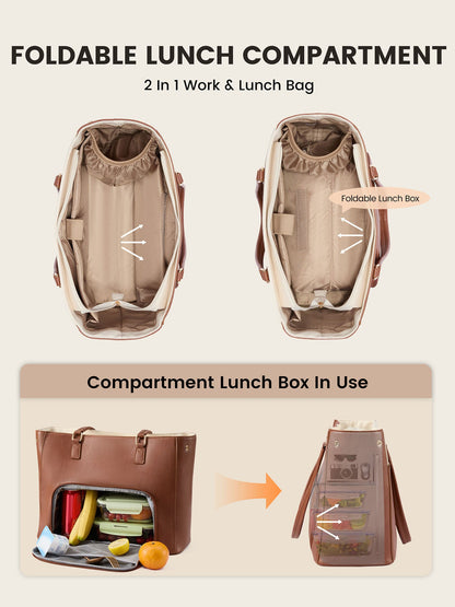 Lunch Compartment Work Tote Bag 15.6" 17.3"