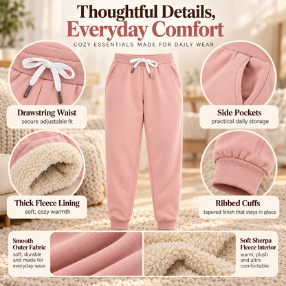 Women's Warm Sherpa Lined Athletic Sweatpants Jogger Fleece Pants
