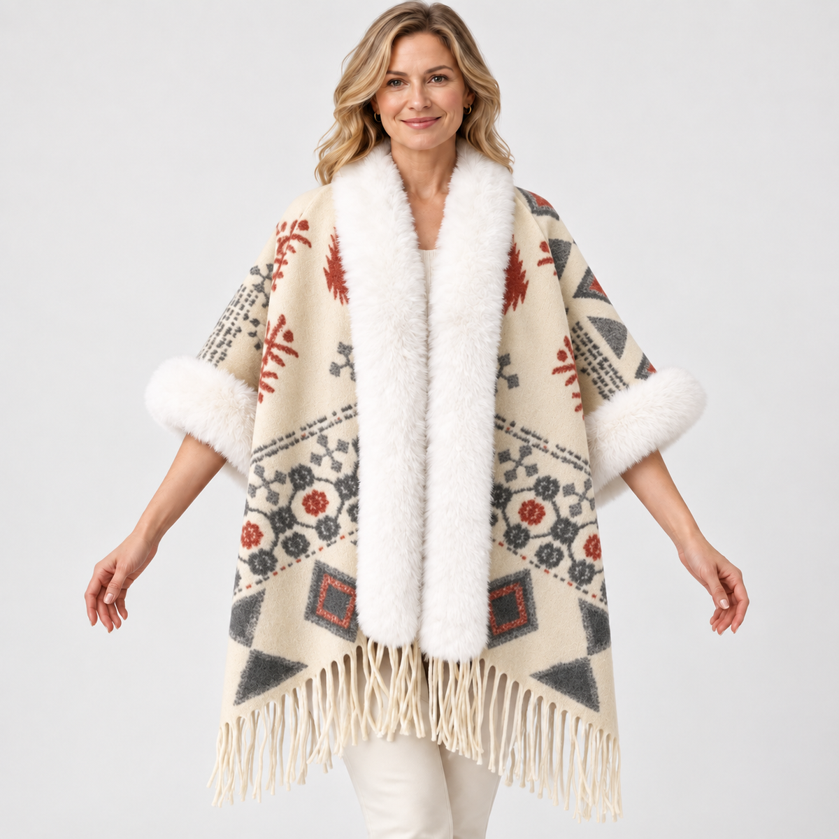 2026 New Arrival – Women’s Winter Knitted Tassel Shawl | Warm Retro Cape for Travel & Everyday Wear