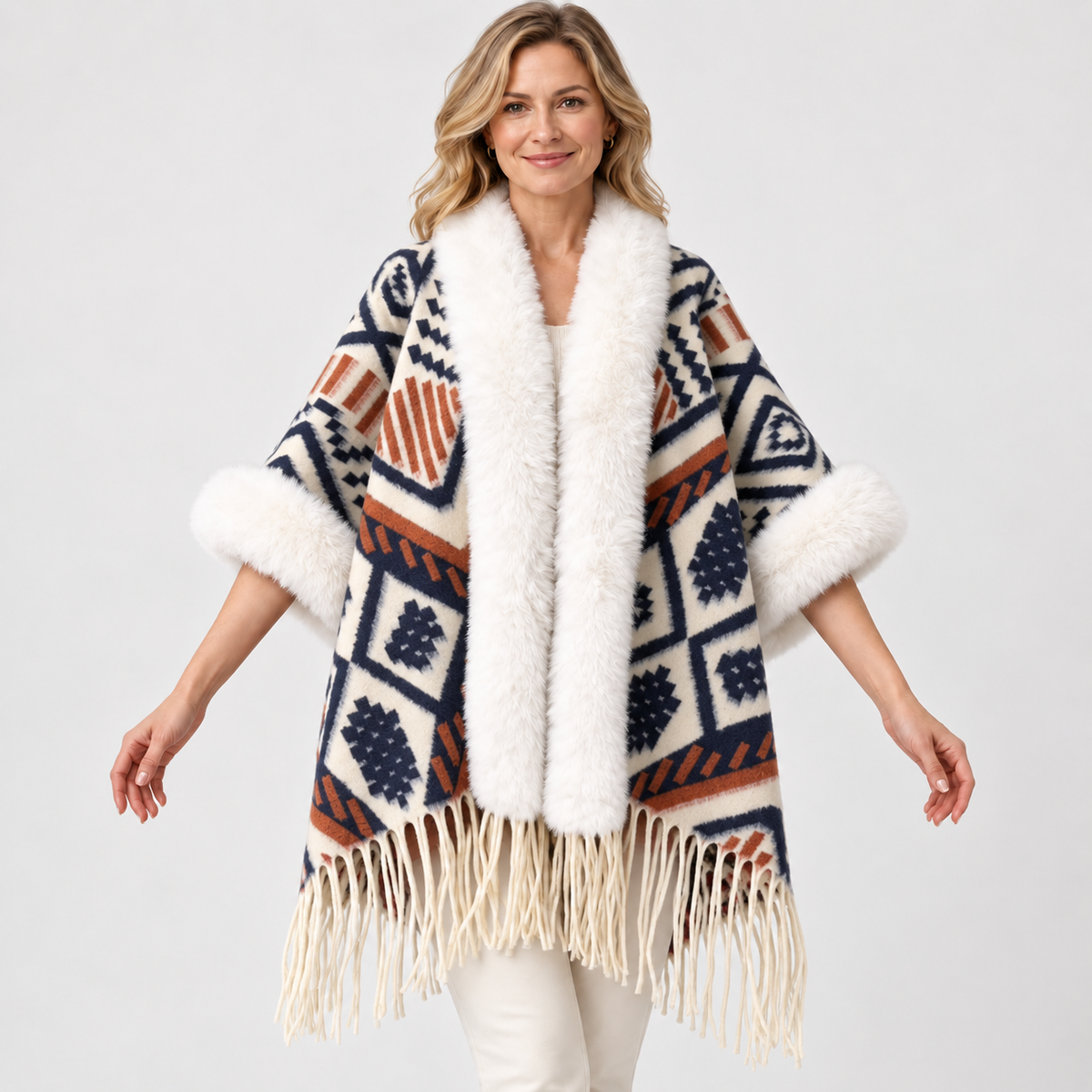 2026 New Arrival – Women’s Winter Knitted Tassel Shawl | Warm Retro Cape for Travel & Everyday Wear
