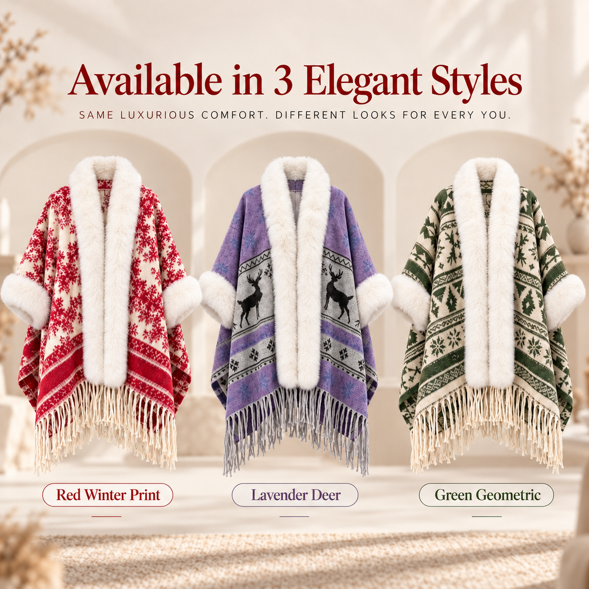 2026 New Arrival – Women’s Winter Knitted Tassel Shawl | Warm Retro Cape for Travel & Everyday Wear