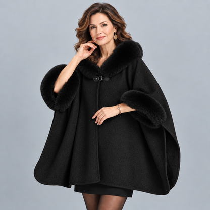 2026 New Arrival – Women’s Elegant Faux-Fur Winter Cape Coat | British-Inspired Luxury Outerwear