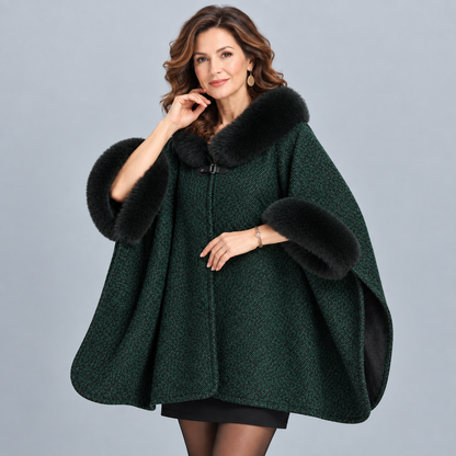 2026 New Arrival – Women’s Elegant Faux-Fur Winter Cape Coat | British-Inspired Luxury Outerwear