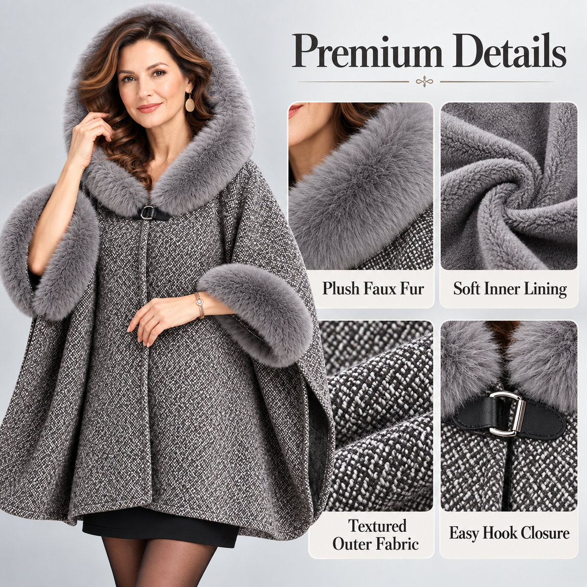 2026 New Arrival – Women’s Elegant Faux-Fur Winter Cape Coat | British-Inspired Luxury Outerwear