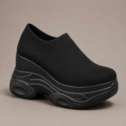 Damen-Strick-Plateau-Slipper
