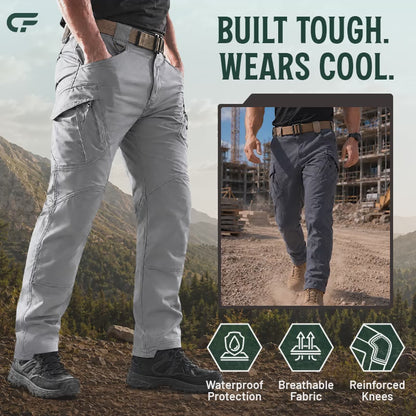 FlexCamo – Herren-Taktikhose, wasserdicht, 9 Taschen, Straight Fit
