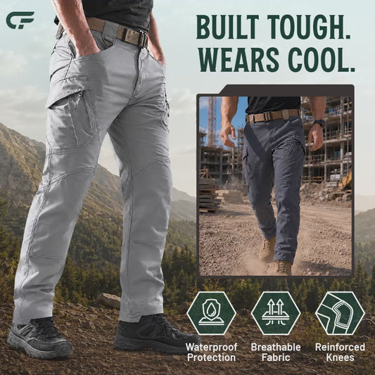 FlexCamo – Herren-Taktikhose, wasserdicht, 9 Taschen, Straight Fit