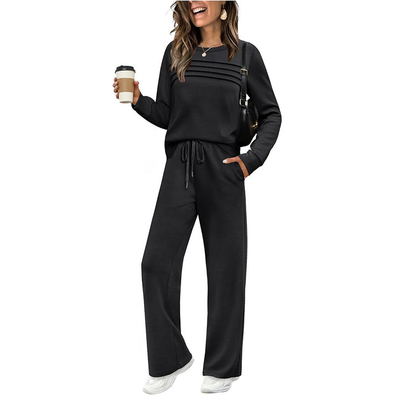 🔥LAST DAY SALE 60% OFF👍✨Women's Crew Neck Top & Drawstring Pants Set