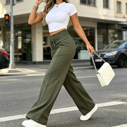 ⏳Last Day Sale Only ￡15.99!!👖💥Women's High-Waisted Straight Leg Trousers – Front seam & elastic back – Versatile, comfortable & perfect for office or casual wear ✨🌸