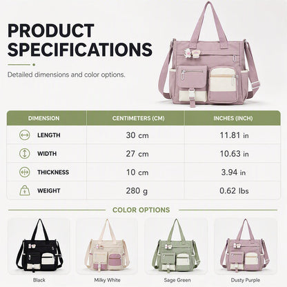 Large Capacity Multi-Pocket Canvas Tote Bag